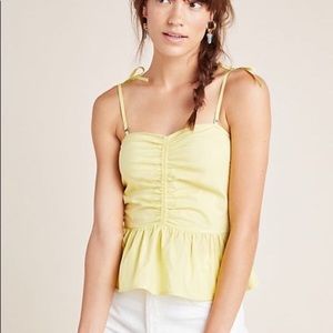 NWT MAEVE by ANTHROPOLOGIE Yellow Peplum Top 12